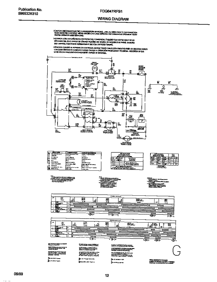 131826300 WIRING DIAGRAM Diagram and Parts List for FDG647RFS1  Frigidaire Dryer