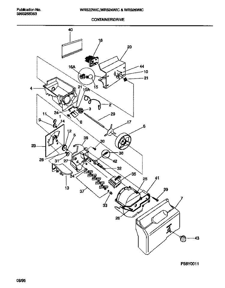 CONTAINER / DRIVE Diagram and Parts List for WRS22WICD0  Frigidaire Refrigerator