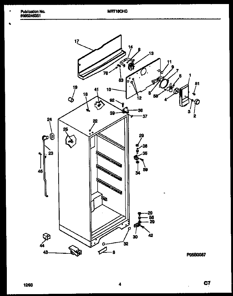 CABINET PARTS Diagram and Parts List for MRT18CHCZ1  Frigidaire Refrigerator