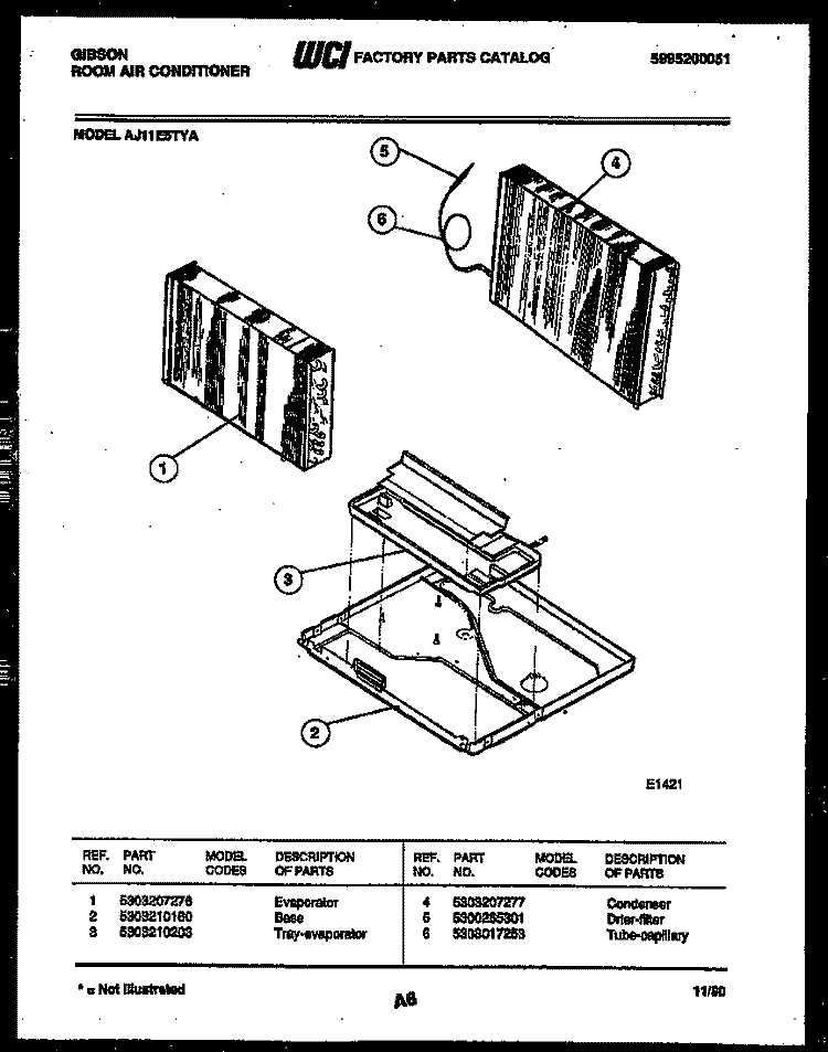 UNIT PARTS Diagram and Parts List for AJ11E5TYA  Gibson Air Conditioner