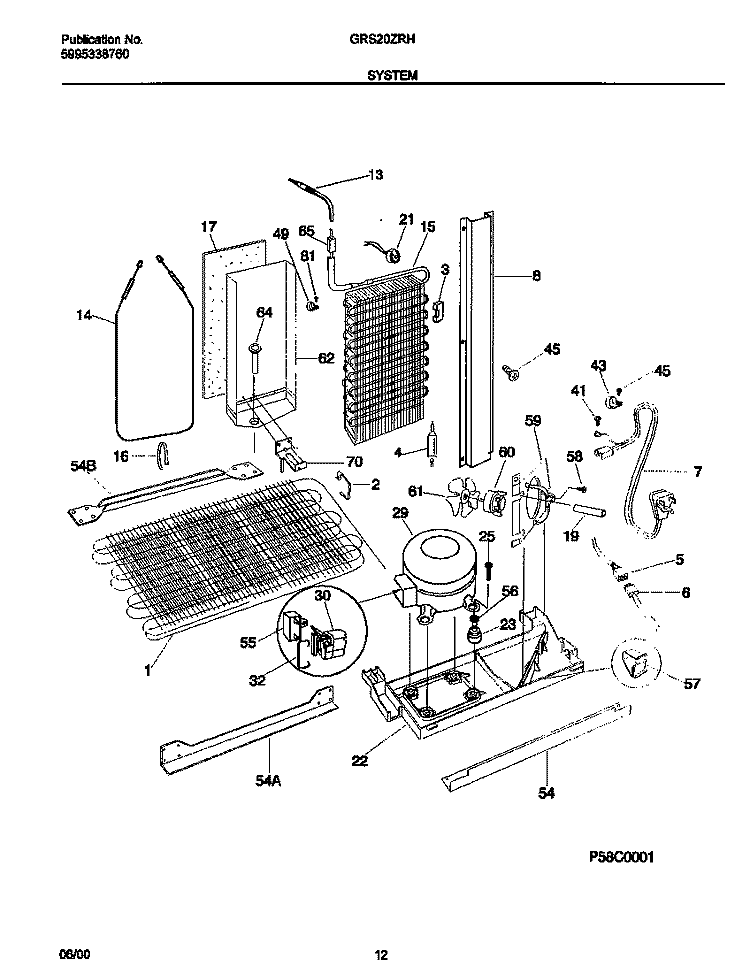 SYSTEM Diagram and Parts List for GRS20ZRHD5  Gibson Refrigerator