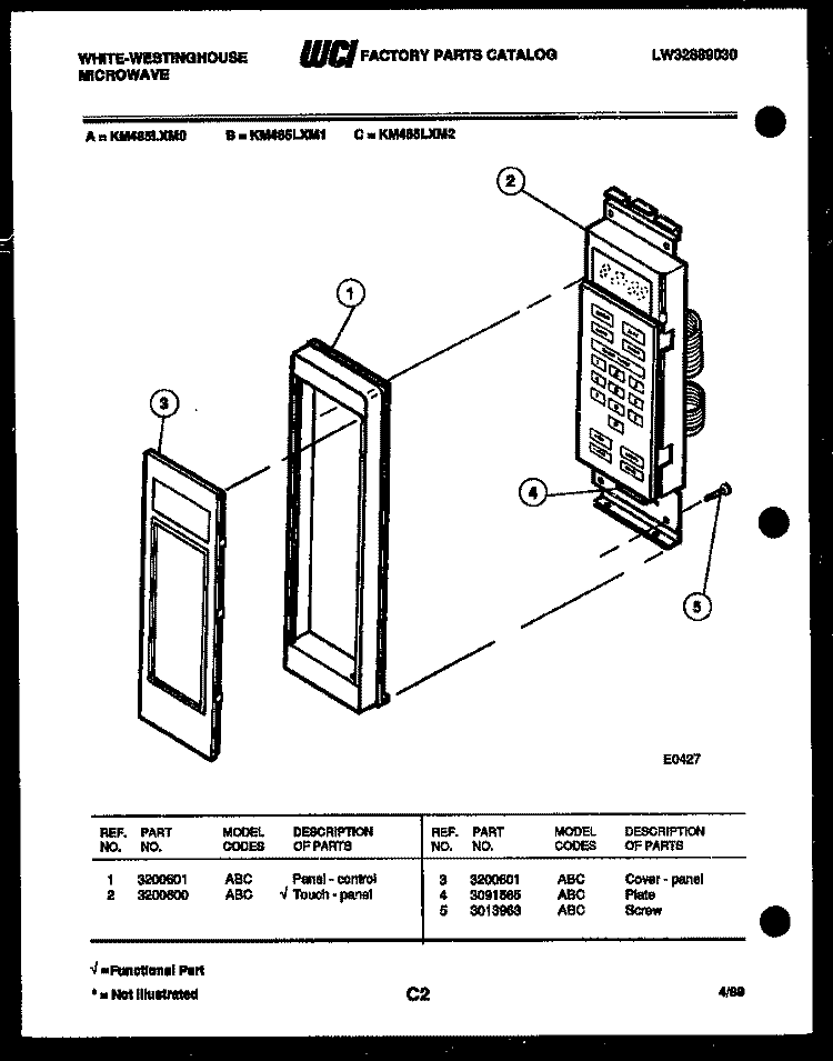 DOOR PARTS Diagram and Parts List for KM485LXMD2  Frigidaire Microwave