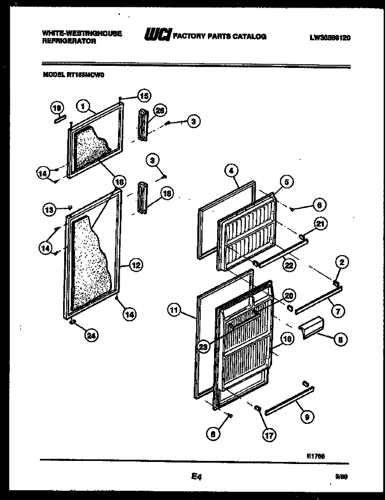 DOOR PARTS Diagram and Parts List for RT153MCH0  Frigidaire Refrigerator