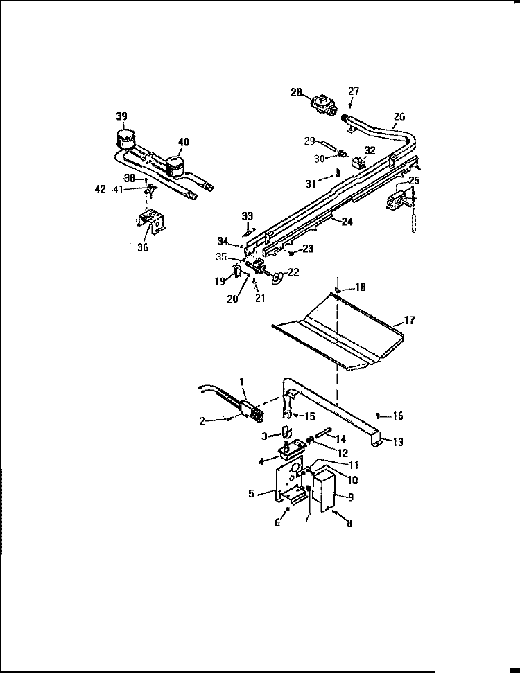 BURNER ASSEMBLY Diagram and Parts List for GF710HXD0  Frigidaire Wall Oven