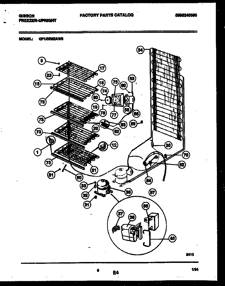 SYSTEM AND ELECTRICAL PARTS Diagram and Parts List for GFU09M2AW3  Gibson Freezer