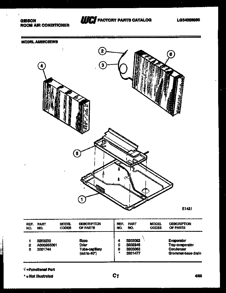UNIT PARTS Diagram and Parts List for AM09C5EWB  Gibson Air Conditioner