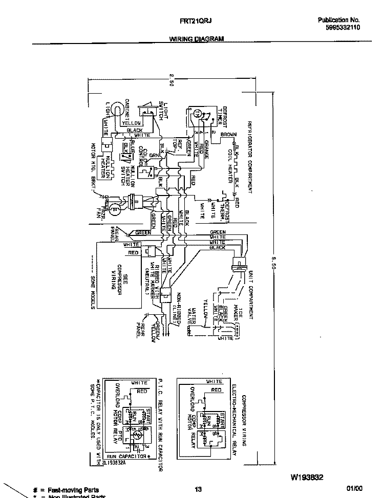 WIRING DIAGRAM Diagram and Parts List for FRT21QRJD0  Frigidaire Refrigerator