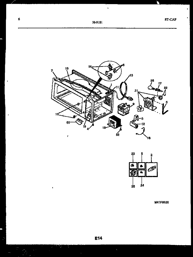 CONTROL PANEL Diagram and Parts List for 56-9602-10-01  Tappan Microwave