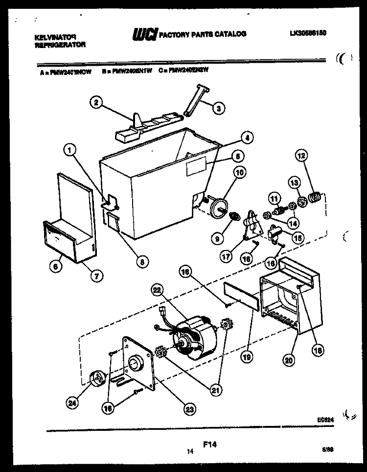 ICE DISPENSER Diagram and Parts List for FMW240EN2W  Kelvinator Refrigerator