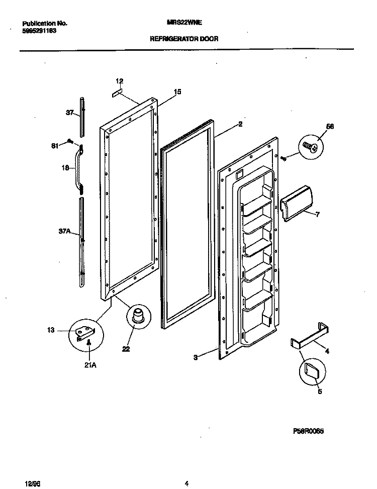 REFRIGERATOR DOOR Diagram and Parts List for MRS22WNEW2  Frigidaire Refrigerator