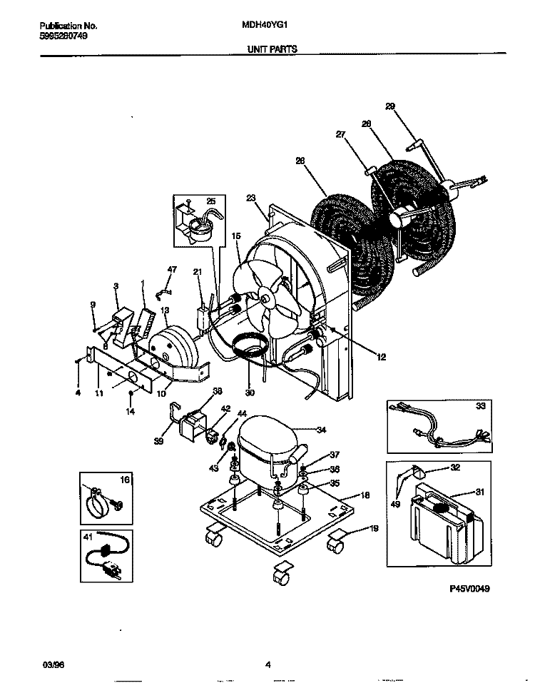 UNIT PARTS Diagram and Parts List for MDH40YG1  Gibson Dehumidifier