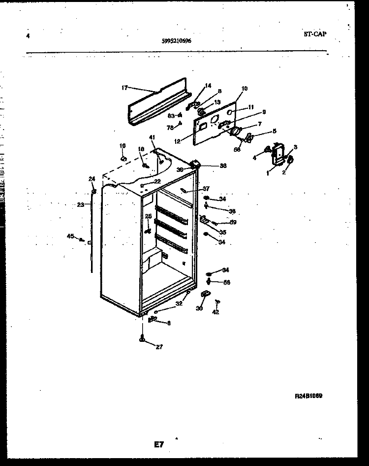 CABINET PARTS Diagram and Parts List for RT171NCW0  Frigidaire Refrigerator