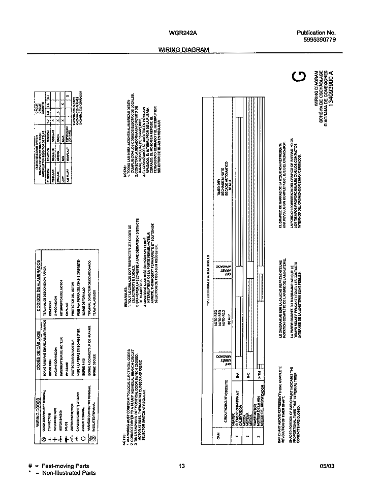 WIRING DIAGRAM Diagram and Parts List for WGR242AS3  Westinghouse Dryer
