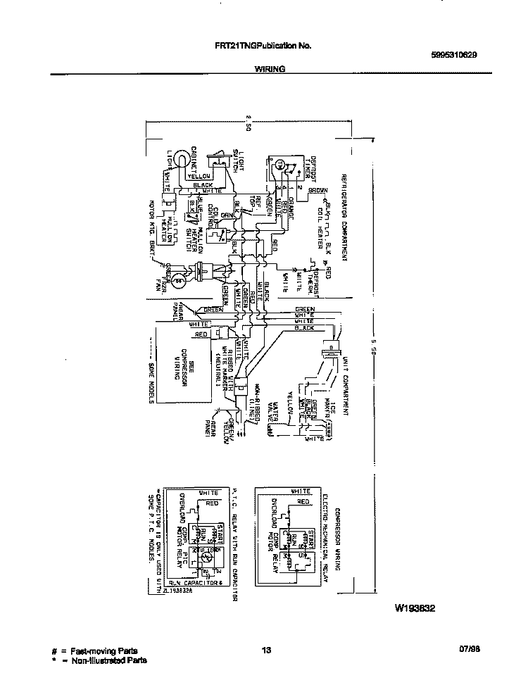 WIRING DIAGRAM Diagram and Parts List for FRT21TNGW0  Frigidaire Refrigerator