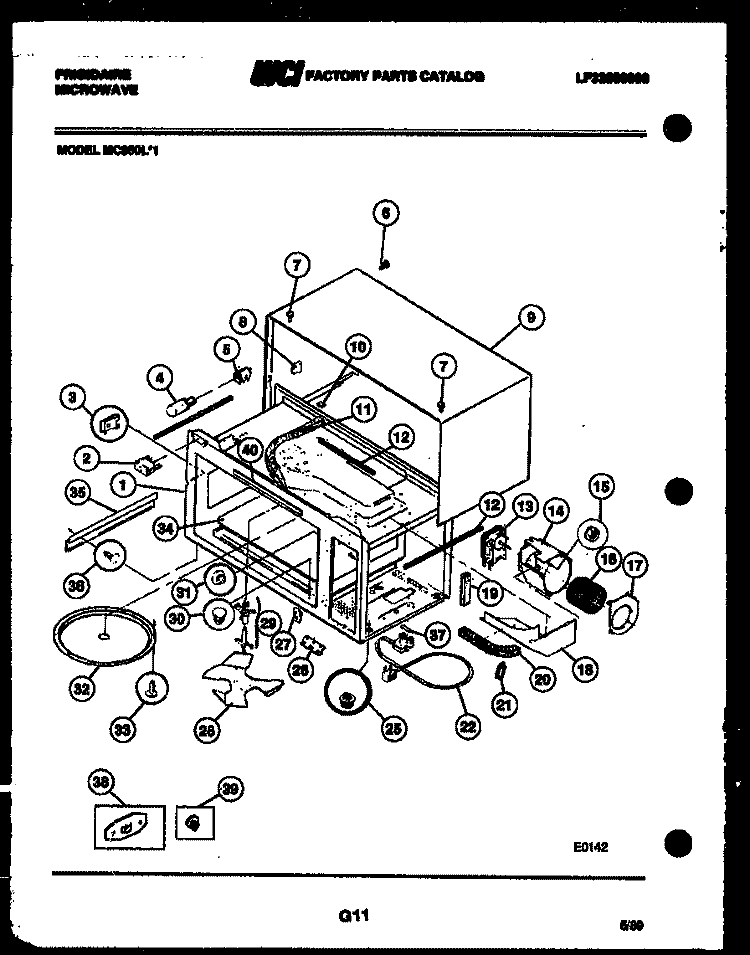 BODY PARTS Diagram and Parts List for MC850L1  Frigidaire Microwave