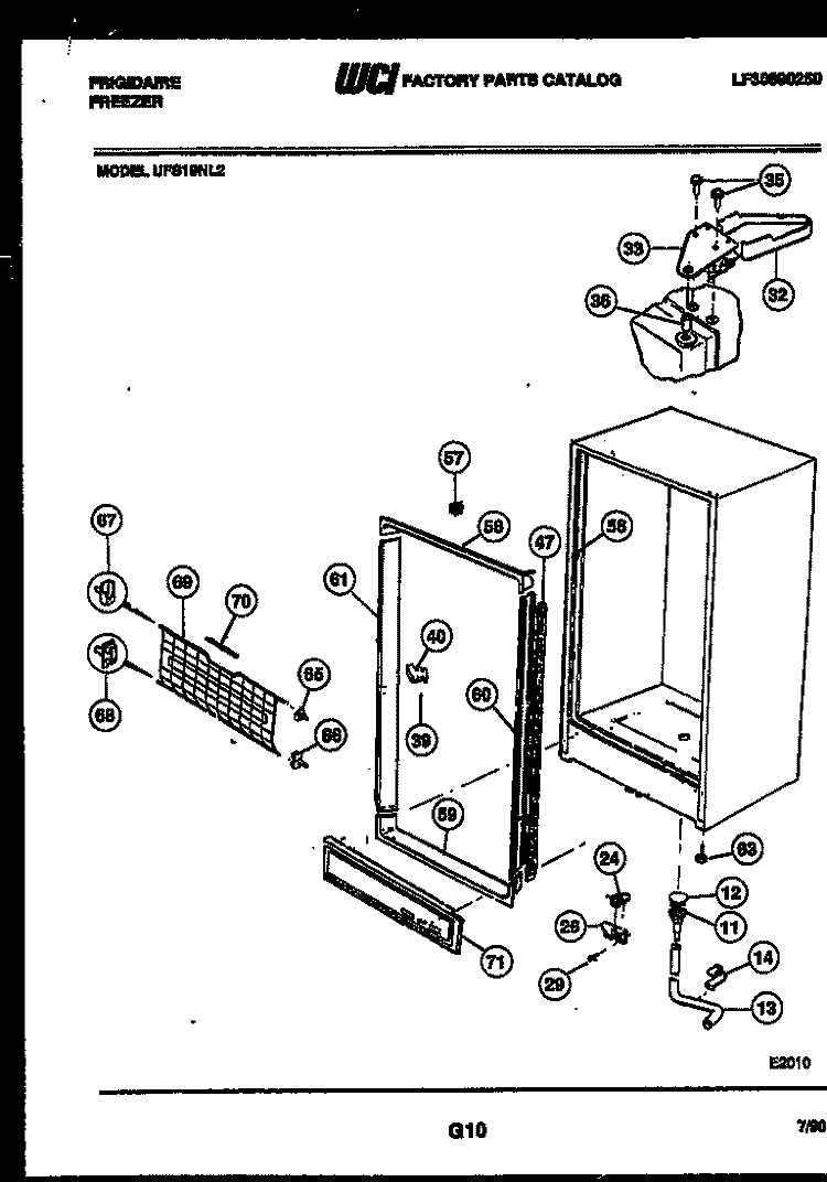 CABINET PARTS Diagram and Parts List for UFS19NL2  Frigidaire Freezer