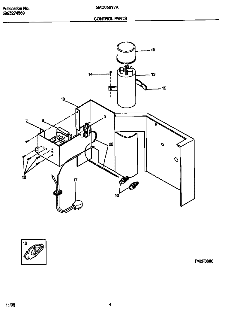 CONTROL PARTS Diagram and Parts List for GAC056Y7A5  Gibson Air Conditioner