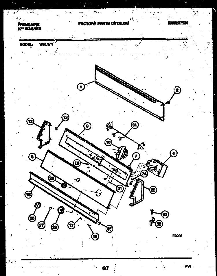 CONSOLE AND CONTROL PARTS Diagram and Parts List for WALL1  Frigidaire Washer