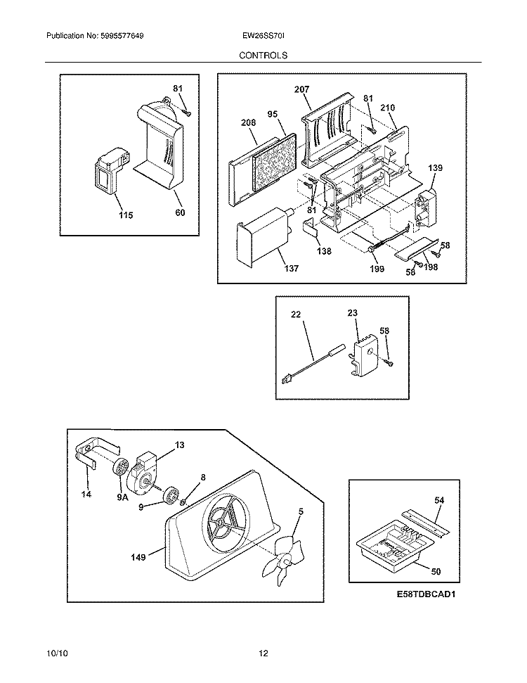 CONTROLS Diagram and Parts List for EW26SS70IB3  Electrolux Refrigerator