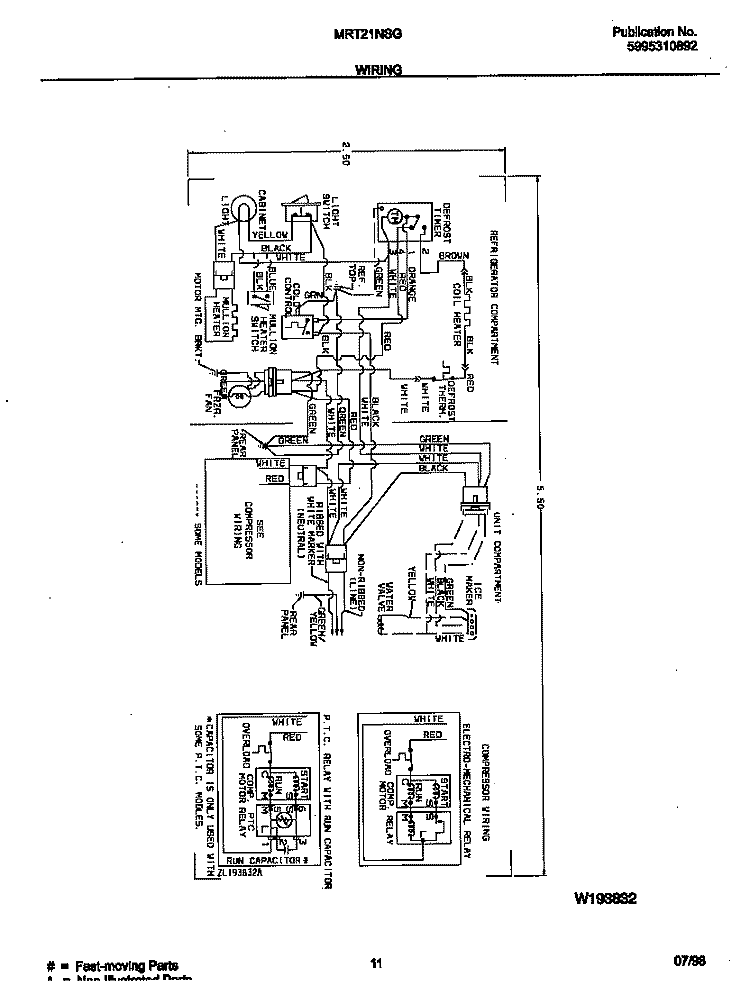 WIRING DIAGRAM Diagram and Parts List for MRT21NSGW0  Frigidaire Refrigerator