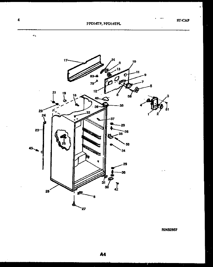 CABINET PARTS Diagram and Parts List for FPD14TPL2  Frigidaire Refrigerator