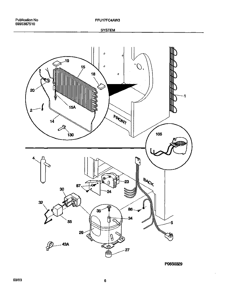 SYSTEM Diagram and Parts List for FFU17FC4AW3  Frigidaire Freezer