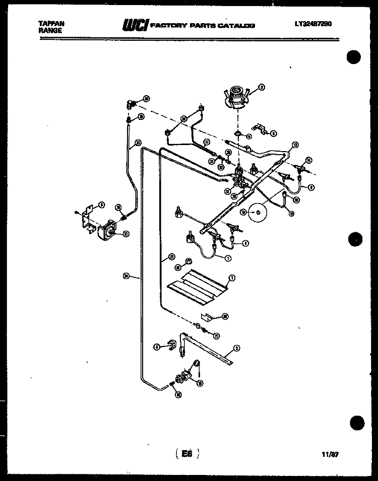 BURNER, MANIFOLD AND GAS CONTROL Diagram and Parts List for 32-1117-00-01  Tappan Range