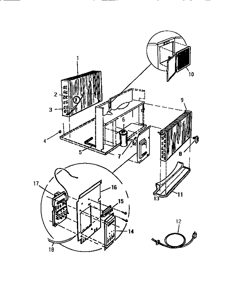 CONTROL PARTS Diagram and Parts List for AH157J2A2  Frigidaire Air Conditioner