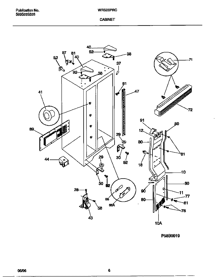 CABINET Diagram and Parts List for WRS20PRCD1  Frigidaire Refrigerator