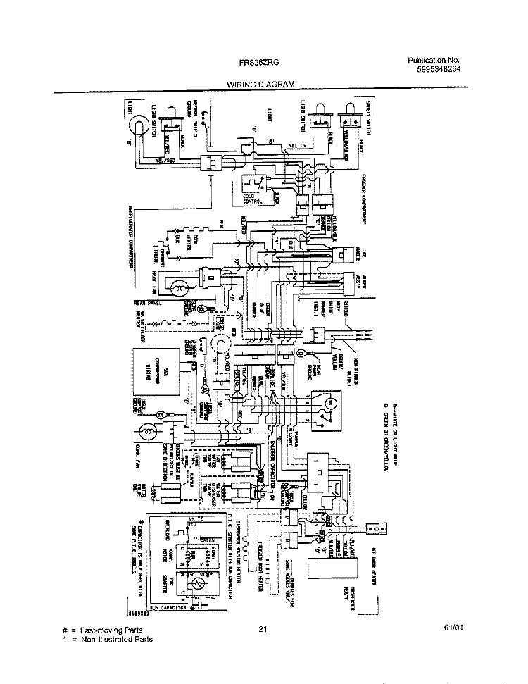 WIRING DIAGRAM Diagram and Parts List for FRS26ZRGDC  Frigidaire Refrigerator