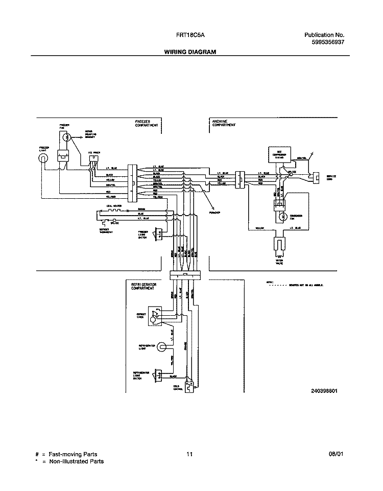 WIRING DIAGRAM Diagram and Parts List for FRT18C5AW4  Frigidaire Refrigerator