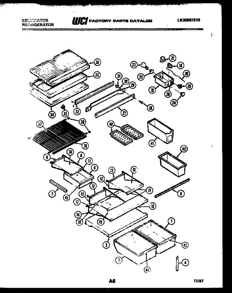 SHELVES AND SUPPORTS Diagram and Parts List for TMK206EN0D  Kelvinator Refrigerator