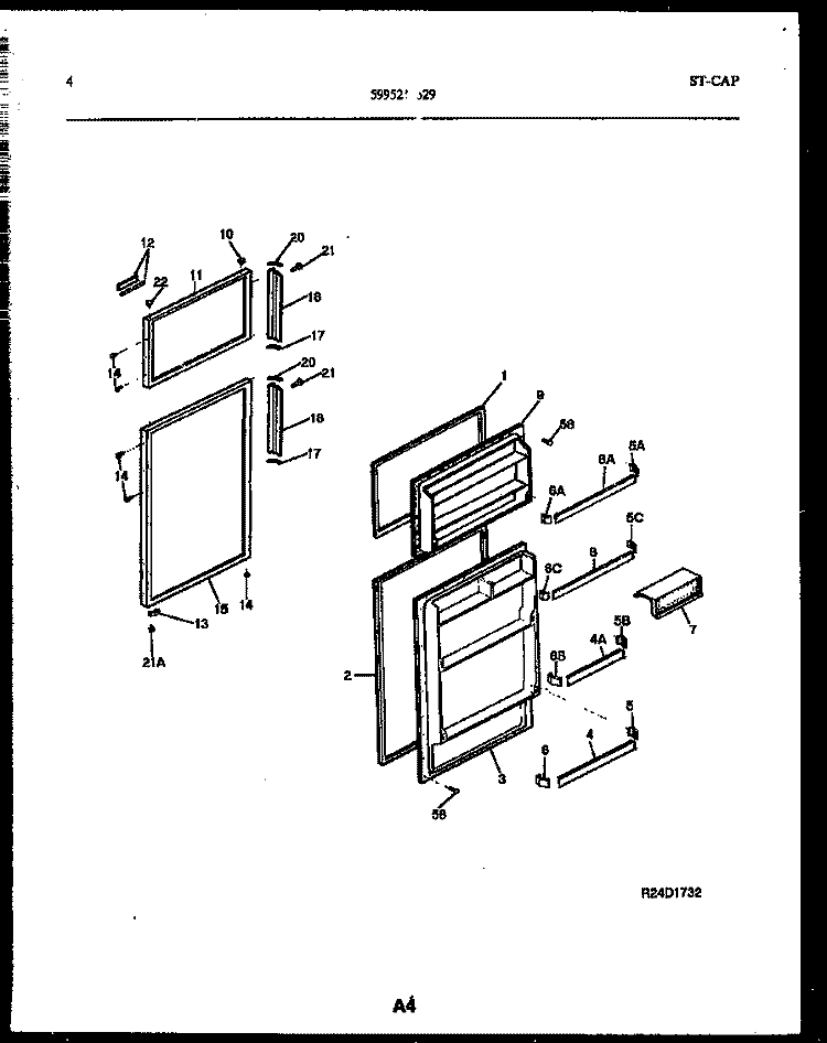 DOOR PARTS Diagram and Parts List for ATN152BK1  Frigidaire Refrigerator