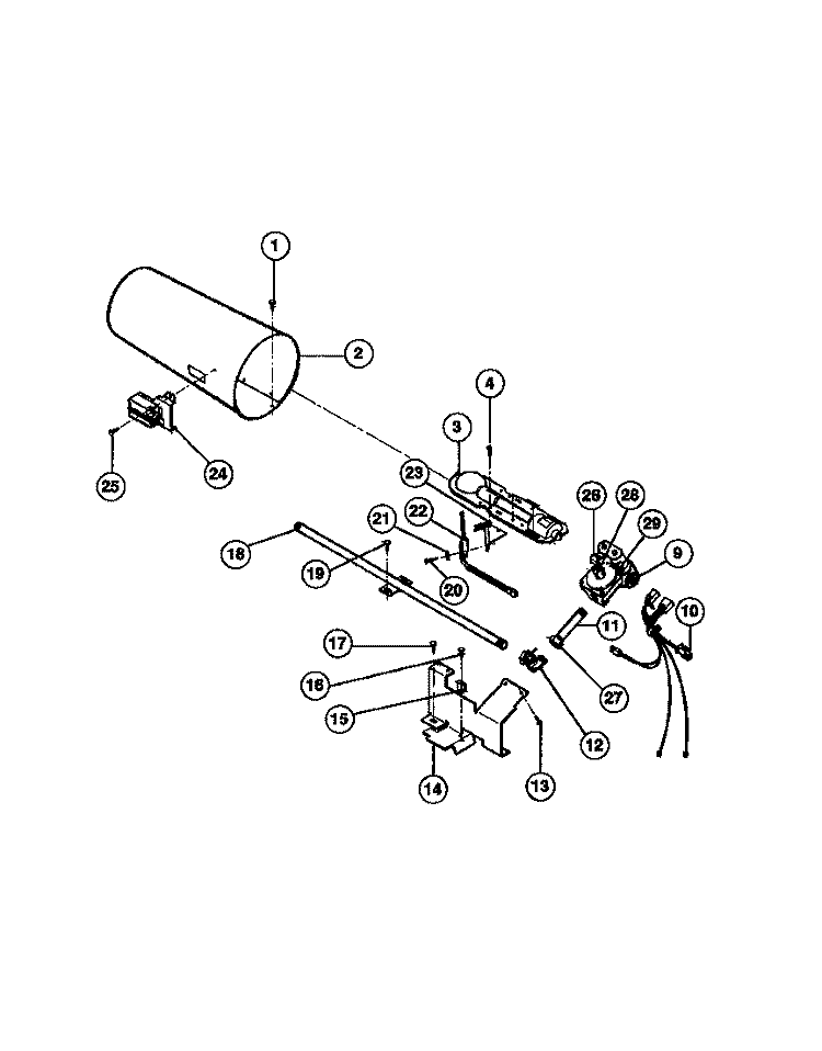 GAS VALVE, BURNER ASSEMBLY, SENSOR Diagram and Parts List for FDG436RBS1  Frigidaire Dryer