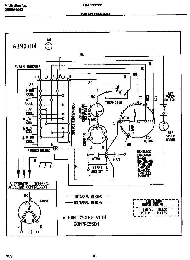 WIRING DIAGRAM Diagram and Parts List for GAS188Y2A1  Gibson Air Conditioner