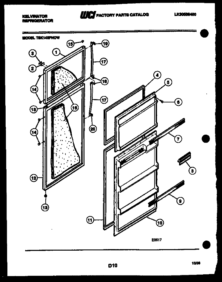 DOOR PARTS Diagram and Parts List for TSK145PN0V  Kelvinator Refrigerator