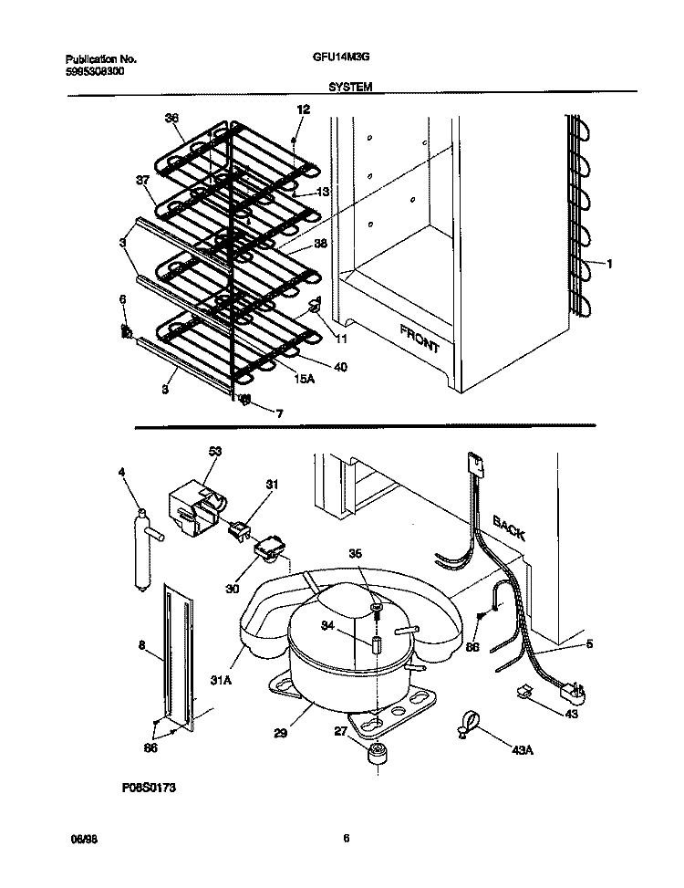 SYSTEM Diagram and Parts List for GFU14M3GW0  Gibson Freezer