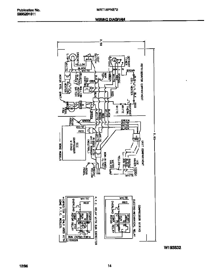 WIRING DIAGRAM Diagram and Parts List for MRT16PNED2  Frigidaire Refrigerator