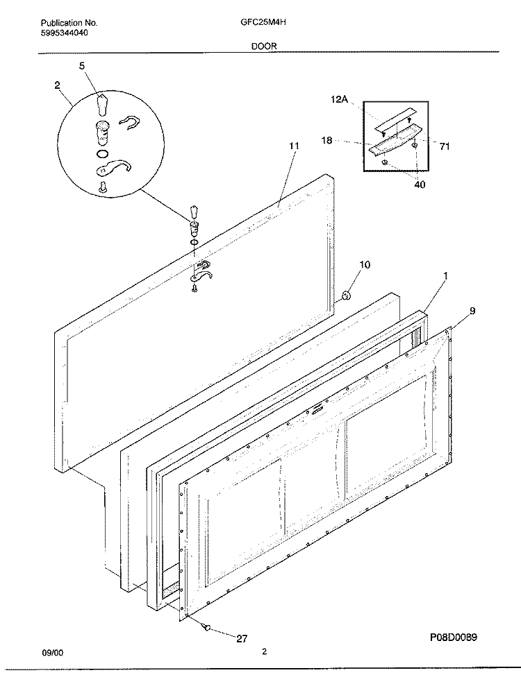 DOOR Diagram and Parts List for GFC25M4HW1  Gibson Freezer