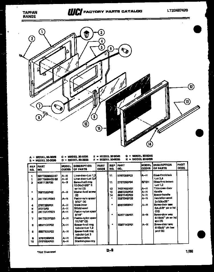 BURNER PARTS Diagram and Parts List for 14-3088-00-02  Tappan Cooktop