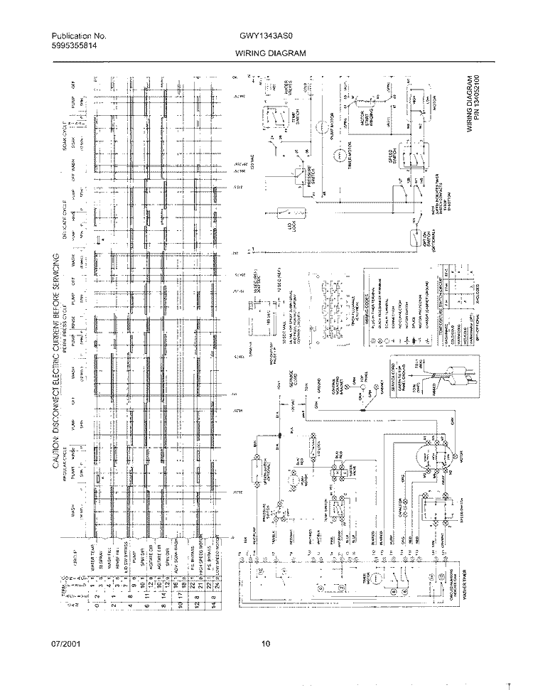 134052100 WIRING DIAGRAM Diagram and Parts List for GWY1343AS0  Gibson Washer
