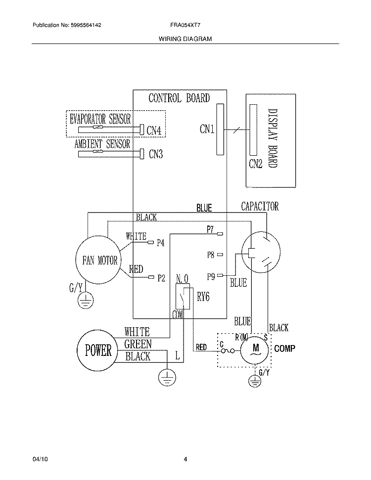 WIRING DIAGRAM Diagram and Parts List for FRA054XT73  Frigidaire Air Conditioner