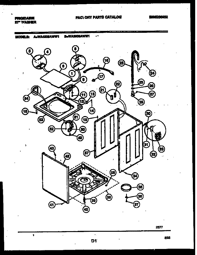 CABINET PARTS Diagram and Parts List for WA4900ADD1  Frigidaire Washer