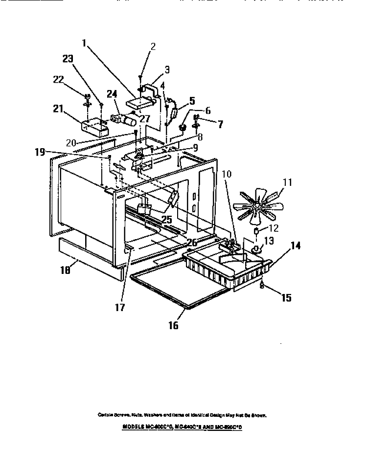 OVEN LINER, MAGNETRON, STIRRER, TRA Diagram and Parts List for MC640C0  Frigidaire Microwave