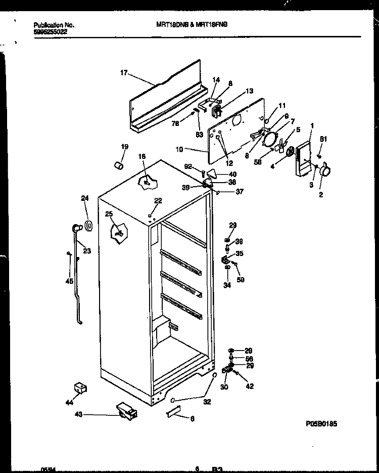 CABINET PARTS Diagram and Parts List for MRT18FNBY0  Uni Refrigerator
