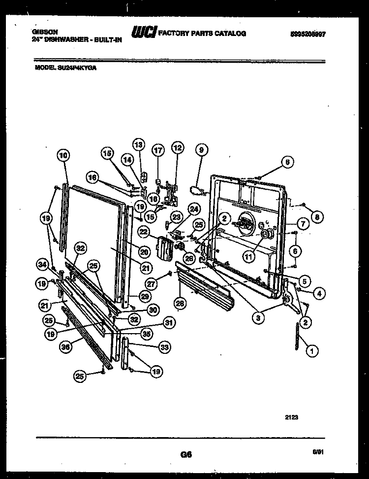 DOOR PARTS Diagram and Parts List for SU24P4KYGA  Gibson Dishwasher