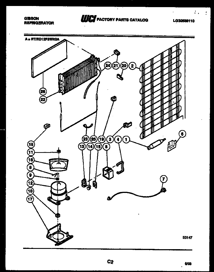 SYSTEM AND AUTOMATIC DEFROST PARTS Diagram and Parts List for RT12F3WR2A  Gibson Refrigerator