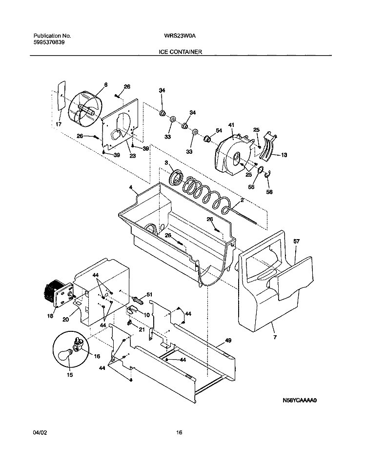 ICE CONTAINER Diagram and Parts List for WRS23W0AQ3  Westinghouse Refrigerator
