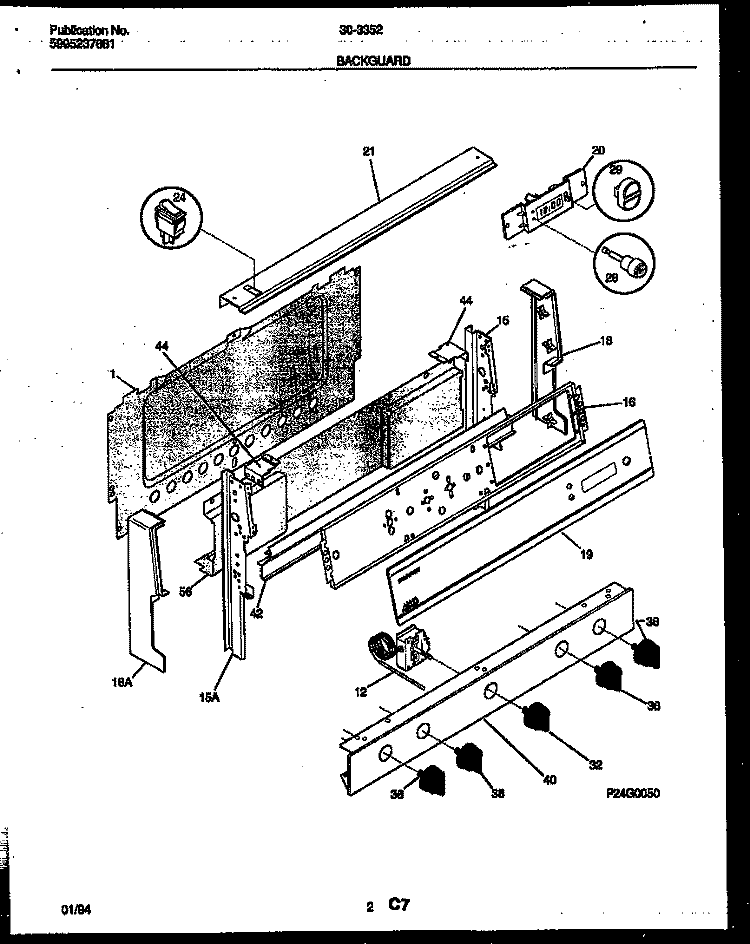 BACKGUARD Diagram and Parts List for 30-3352-23-02  Tappan Range