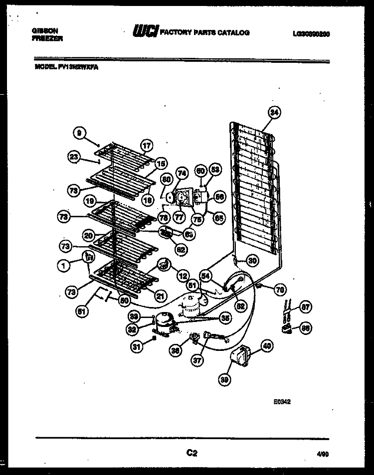 SYSTEM AND ELECTRICAL PARTS Diagram and Parts List for FV13M2WXFA  Gibson Freezer